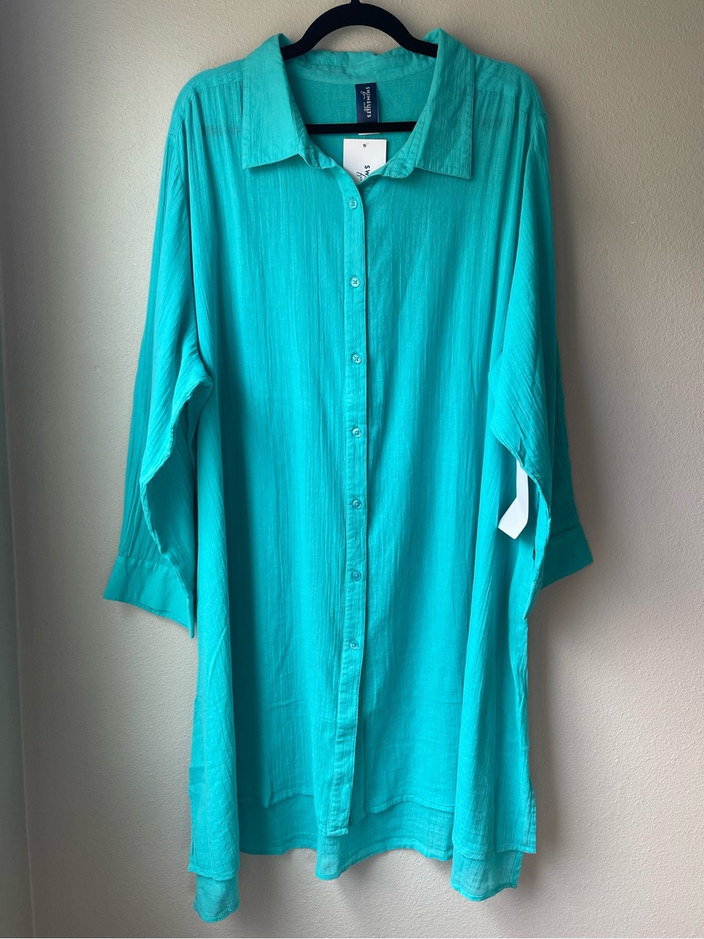 100% Cotton Swimsuits for All Button Down Beach Shirt Dress Coverup